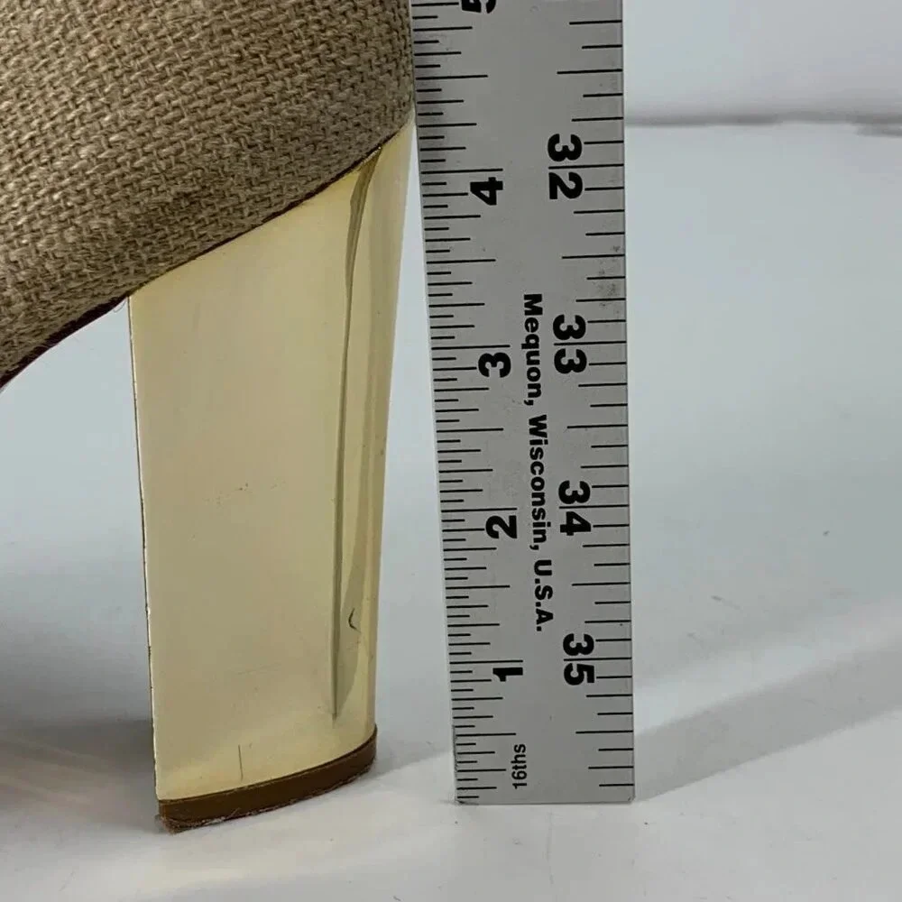 Tory Burch Women's JMadison 105 Burlap Woven‎ Heel Pumps Size 9.5